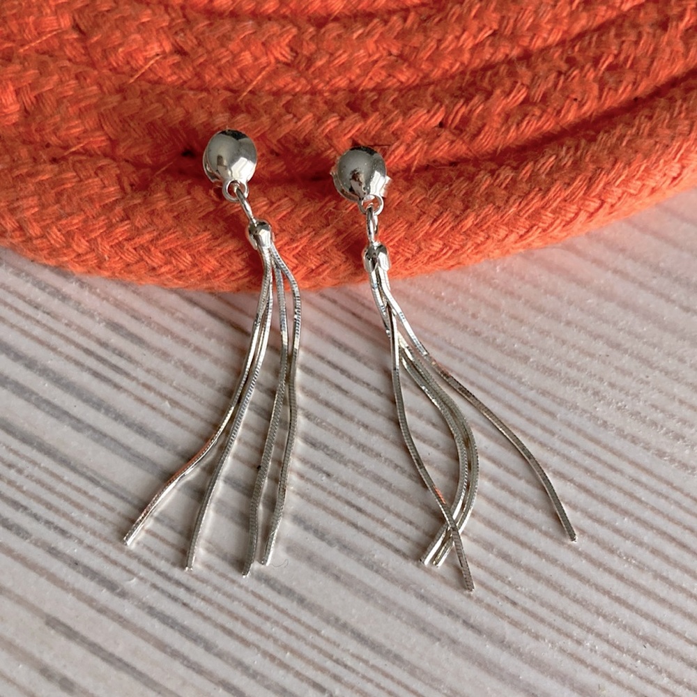 Silver drop earrings - Picture 1 of 6
